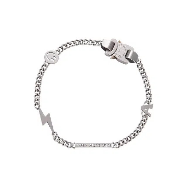 【防水防汗】 奥斯坦汀 潮流设计感古巴链健身加粗闪电重工笑脸机车颈链 钛钢 项链 男款