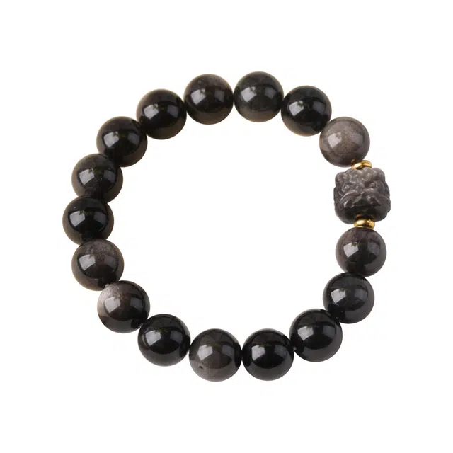 芳缘小傅 财运加倍聚财吞金兽貔貅文玩佛珠有钱花招财转运珠父亲男朋友#好运  黑曜石 手串 男女同款情侣款