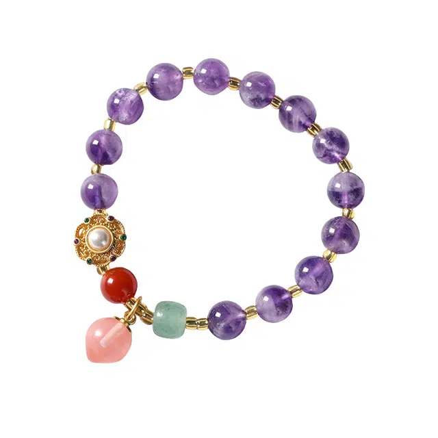 子婳 紫气东来桃运连连柿柿如意转运高级感轻奢百搭#好运 紫水晶 手串 女款