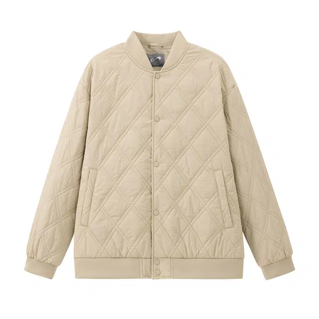 贵人鸟 暖行系列 简约品牌织标微皱感绗线菱格肌理宽松休闲保暖棒球领棉服外套 男女同款