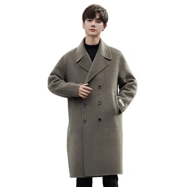 艾梵斯贝 高端双面羊绒高级感简约设计大气日常休闲商务行政北欧风优雅气质中长款宽松大衣 男女同款