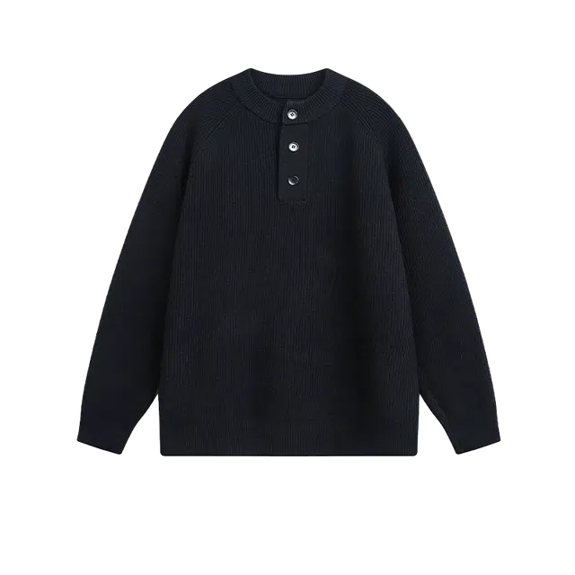 奇迹街区 秋冬复古简约纯色宽松情侣打底线衫针织衫 男女同款