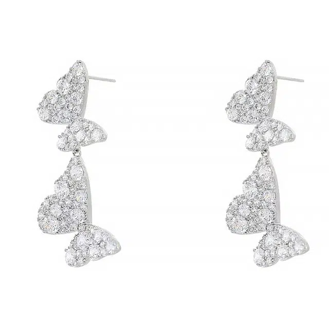 澜耀 碎钻蝶影 满锆蝴蝶 轻奢高级感小众#好运 合金 耳环 女款
