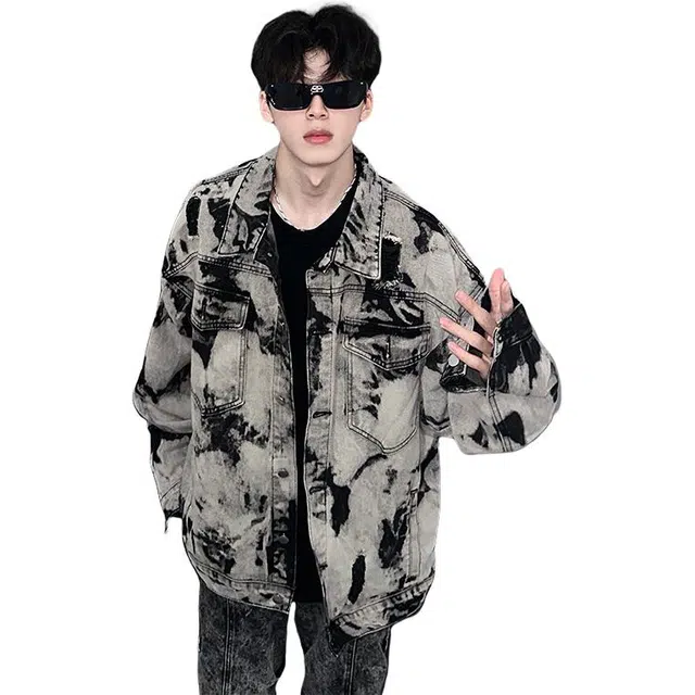 美式高街风设计感百搭休闲夹克牛仔外套 男女同款