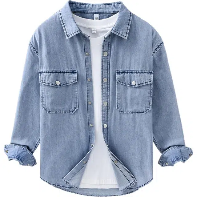 么宁 纯水洗宽松翻领工装衬衣舒适透气休闲上衣个性痞帅长袖衬衫 男女同款