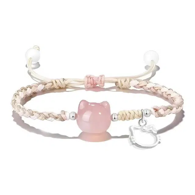 郁馨 可爱萌趣招财猫新中式轻奢高级感温柔大气可调节 平安佑福环环相扣小众浪漫恋爱告白#好运 琉璃 手绳 男女同款情侣款