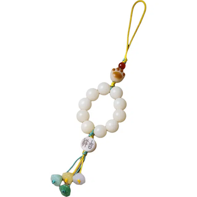 得笙陌 新中式猫爪四彩莲蓬包包挂#好运 菩提根 手机挂 女款