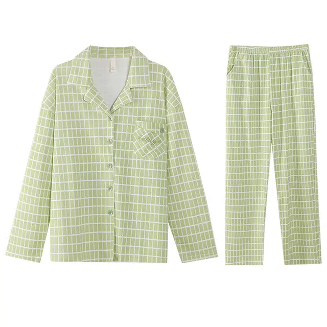 向薇 春秋款棉质长袖薄款可外穿可爱卡通学生家居服睡衣套装 女款