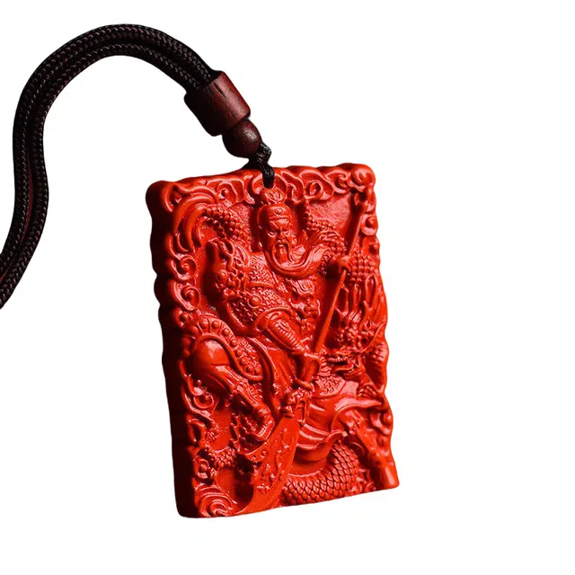 茂琼 关公吊坠财神生意兴隆帝王砂双面雕工财神小众百搭高级感#好运 朱砂 项链 男女同款情侣款