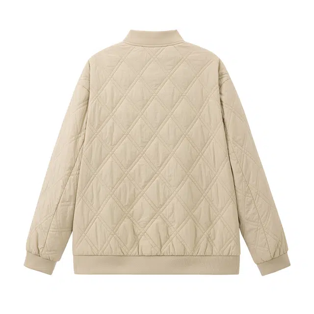 贵人鸟 暖行系列 简约品牌织标微皱感绗线菱格肌理宽松休闲保暖棒球领棉服外套 男女同款