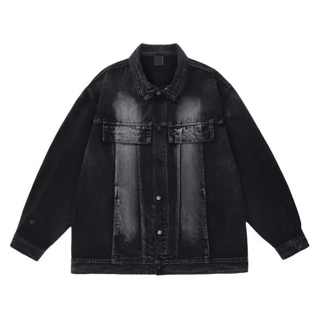 爱肯 美式复古水洗做旧潮流时尚街头嘻哈宽松百搭舒适潮牌休闲翻领直筒工装痞帅牛仔外套 男女同款