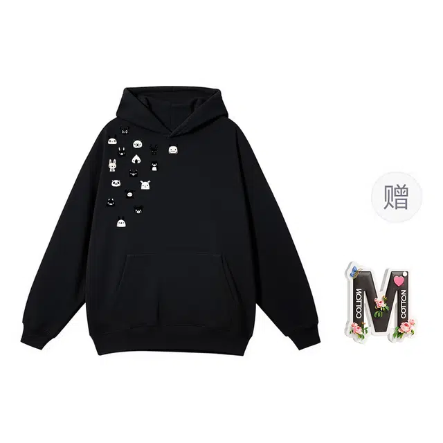 棉购 连帽宽松套头休闲舒适百搭卡通卫衣 男女同款