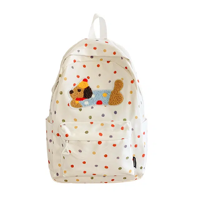 蔻蒂熊 腊肠狗书包初中女生可爱小众多巴胺背包女高中大学生高颜值 尼龙布 双肩包 常规 青少年 点点狗