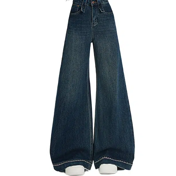 如续 宽松阔腿适中高腰牛仔裤 女款