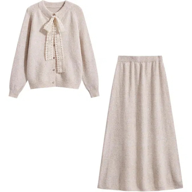 柏黛妃 优雅百搭长袖上衣气质清新裙子裙装套装 女款