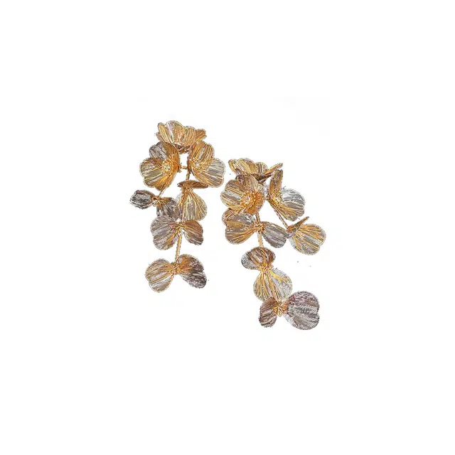 澜耀 金瓣流苏序 宫廷风花朵流苏 轻奢高级感 铜合金 耳环 女款