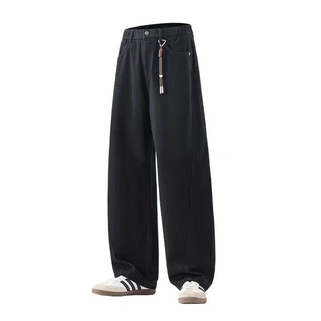 希越 美式慵懒松弛感纯棉直筒工装裤子潮牌潮流拼接结构设计款百搭阔腿宽松休闲裤 男款