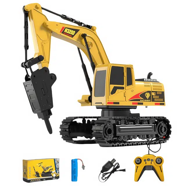 贝贝家 仿真无线 电动工程双向 挖掘机 合金挖斗 全方位旋转 遥控车