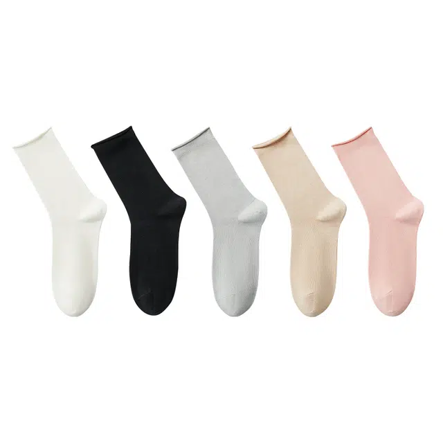 莫代尔 纯色百搭透气吸汗柔软抗菌袜子时尚运动高弹力中筒袜 女款