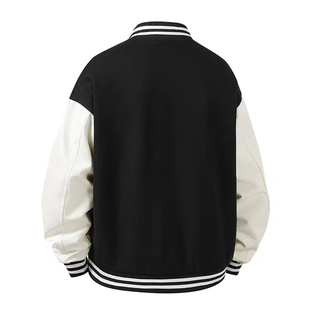 左岸  美式复古潮流宽松长袖单排扣拼色刺绣字母无性别主义飞行员棒球服 男女同款