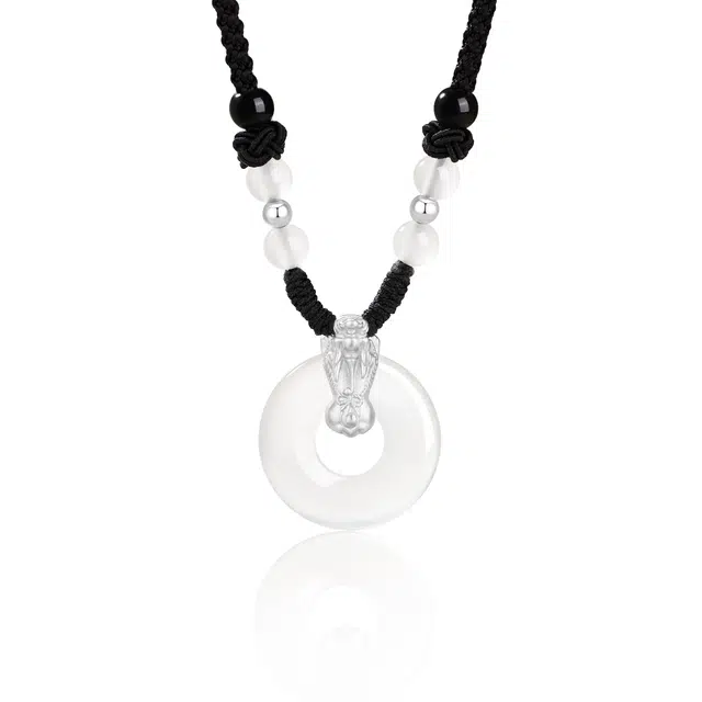 【足银999|招财貔貅】 珍·尚银 中国黄金 新中式八方来财转运珠平安扣吊坠 轻奢小众百搭高级感#好运 礼盒装生日 玉髓 项链 男女同款情侣款