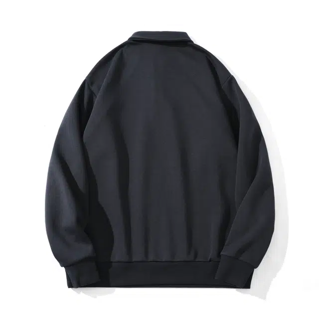 希越 帅气日系复古翻领长袖男生拼接休闲上衣打底衫潮卫衣 男款