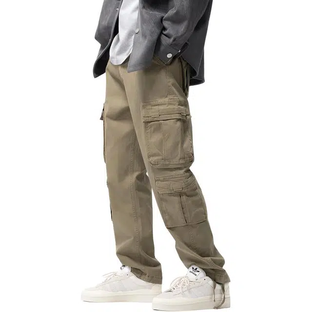 逆腾 美式休闲裤男潮牌宽松阔腿裤子男款简约复古直筒百搭工装裤 男女同款