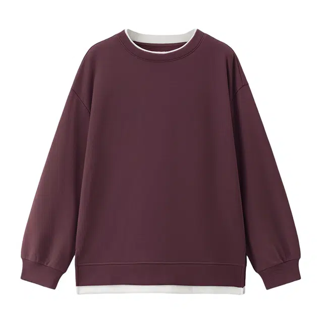 佐丹奴 假两件开叉下摆小高领针织套头卫衣 女款