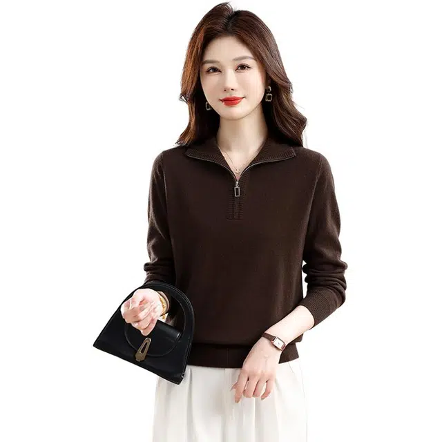 稻草人 时尚简约舒适百搭休闲风格轻盈柔软绵羊毛秋冬外套针织衫 女款