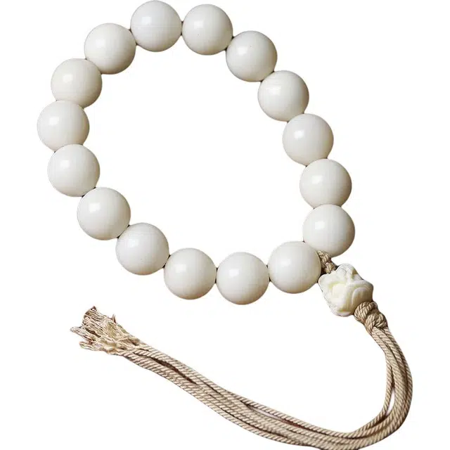 得笙陌 醒狮款招财转运白珠子国潮国风复古手捻手持串#好运 菩提根 手串 女款