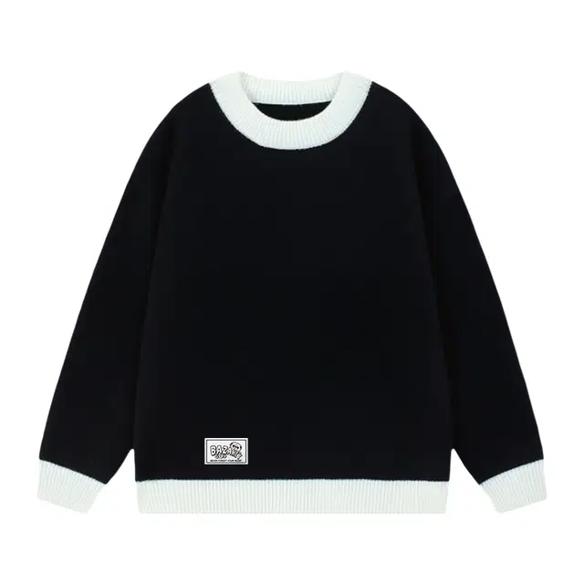 吾皇猫 慵懒风美式复古拼接拼色学院风无性别主义宽松内搭打底衫套头圆领落肩氛围感舒适透气加厚保暖秋冬针织休闲毛衣 男女同款