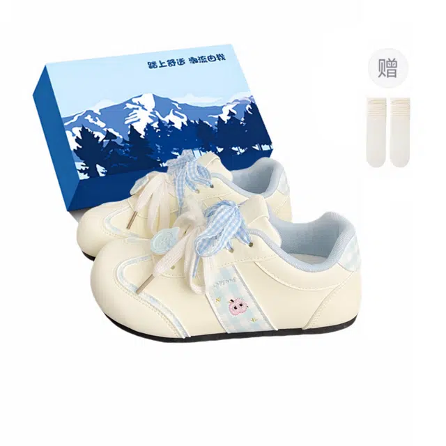 小鹿米利 学生百搭薄底时尚休闲多巴胺甜美小众平底 增高 低帮 德训鞋 女款