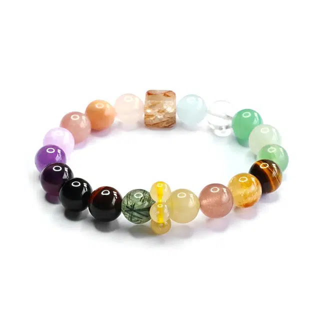 灵晔 国潮新中式多巴胺多宝彩珠高级轻奢小众文玩盘玩手饰精致百搭首饰吉祥如意招财纳福#好运 多色水晶 手串 男女同款情侣款