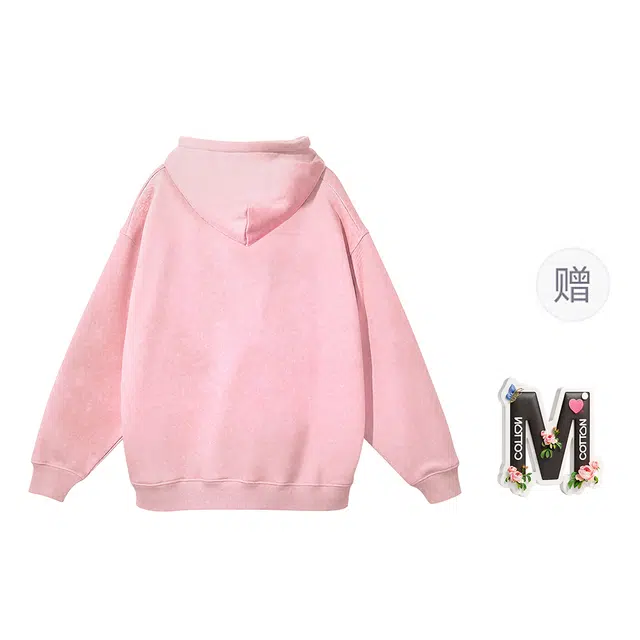 棉购 韩系少女可爱风连帽上衣学生卡通休闲时尚百搭潮流加绒加厚宽松卫衣 女款