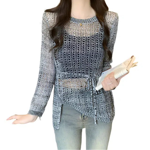 荟萃阁 纯色合身适中长袖针织衫 女款