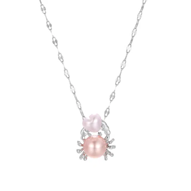 珂里 爱心螃蟹 小众轻奢法式浪漫锁骨链 时尚百搭高级感 合金 项链 女款