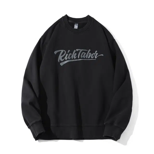 希越 美式复古字母印花长袖抓绒男士潮牌宽松休闲百搭上衣卫衣 男款