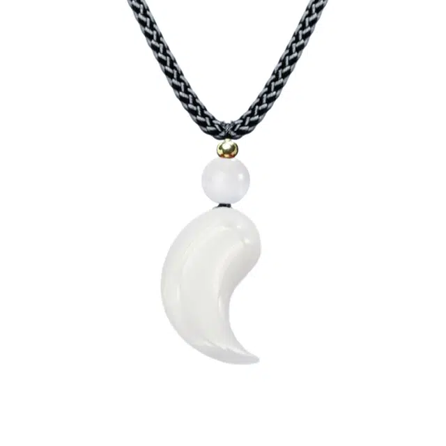 嫒柯 国潮新中式百搭轻奢简约高级设计感素雅心心相印八方来财招财转运美观复古风文艺风#好运 白玉菩提 项链 男女同款情侣款