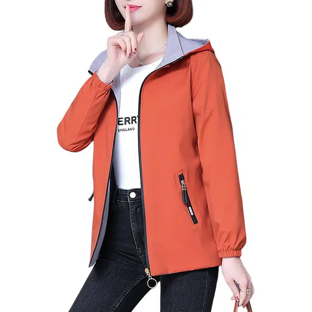 缪斯的诱惑 两面穿时尚潮流洋气减龄百搭多功能一衣两穿挺括适中柔软舒适户外运动防风保暖休闲冲锋工装软壳衣双面穿长袖外套连帽夹克  女款