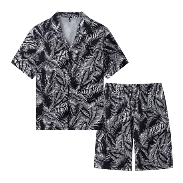 好福份 夏季男透气舒适亲肤复古短袖家居服睡衣套装 男款