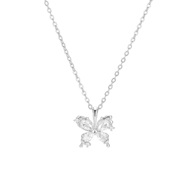 珂里 早春蝴蝶小众轻奢高级感闪耀气质锁骨链百搭甜美大气时尚#好运 合成立方氧化锆 项链 女款