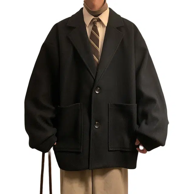 佐菲利 单排扣休闲舒适百搭纯色长袖大衣 男女同款