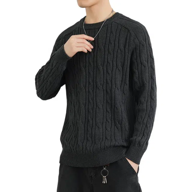 袋鼠 秋冬日系纯色简约慵懒风软糯舒适基础款内搭韩版休闲针织衫 男女同款