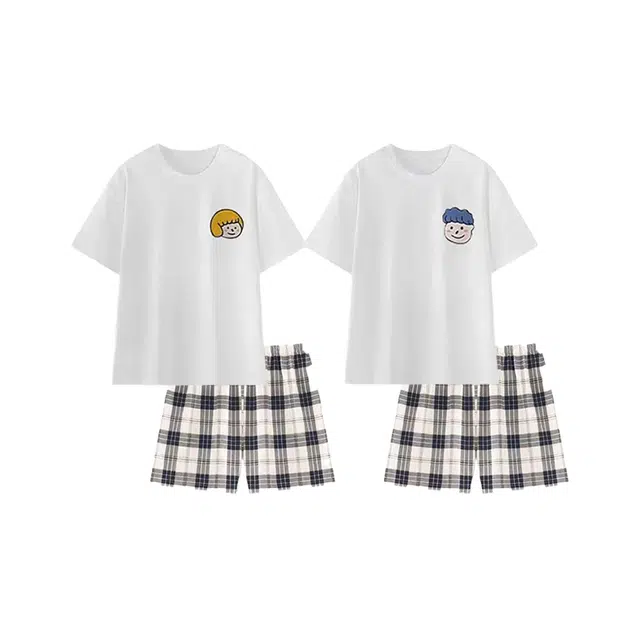 顶瓜瓜 家居情侣休闲舒适短袖可外穿服睡衣套装 男女同款