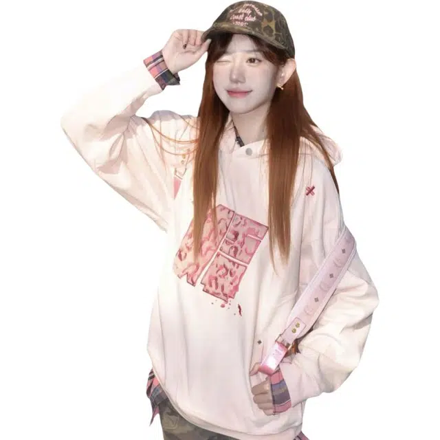 黛尔佳人 贴布绣连帽舒适休闲百搭上衣卫衣 女款