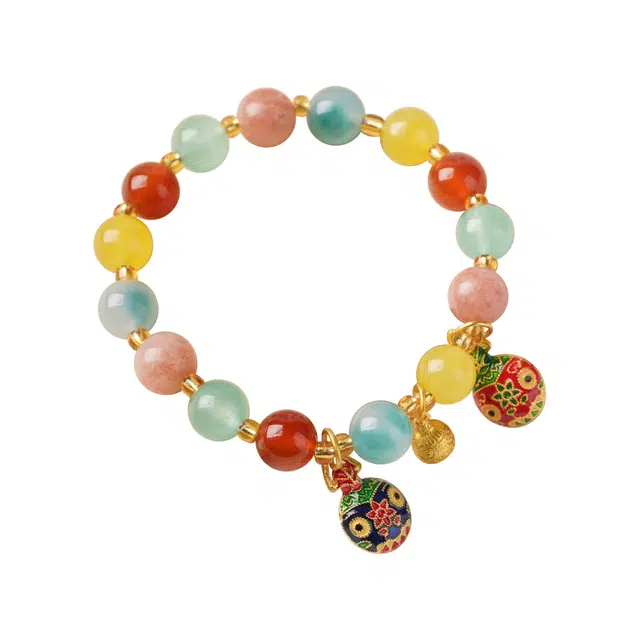 芳缘小傅 本命年新中式文玩佛珠转运珠五色吞金兽手链国风纳福有钱花串珠 高级感气质小众 #好运 玛瑙 手串 男女同款情侣款