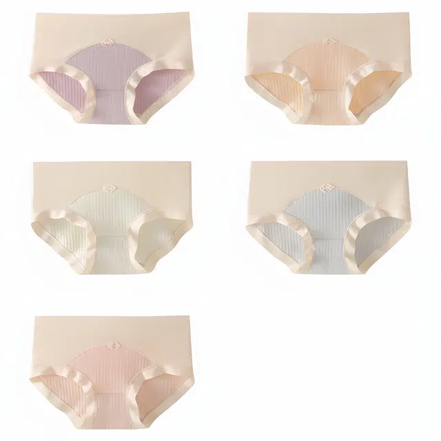 潞优野 轻盈纯棉无痕全棉抗菌裆女生蕾丝透气中腰短裤头秋季三角内裤 女款