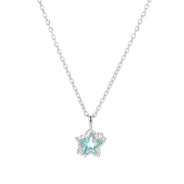 珂里 甜美小清新贝壳星星小众轻奢气质幸运五角星锁骨链首饰 琉璃 项链 女款