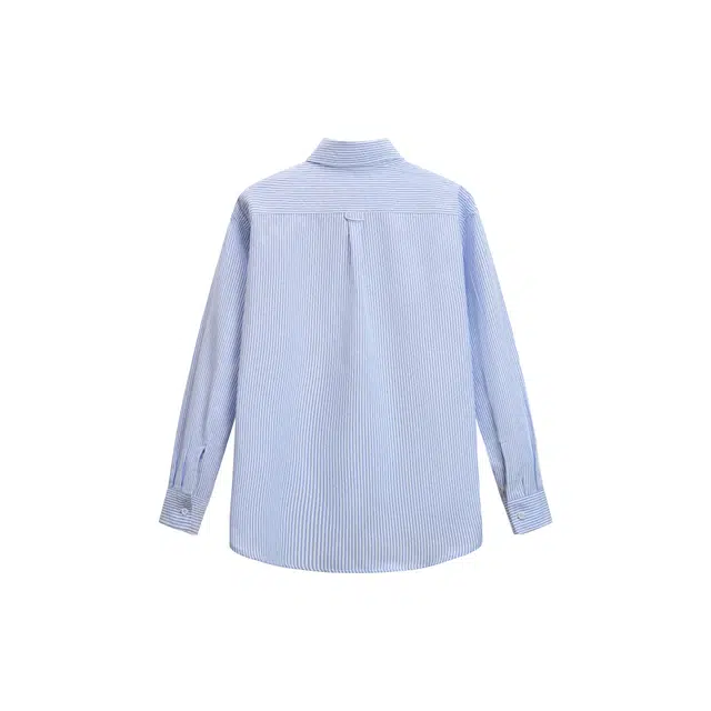 棉的美学 条纹清爽通勤穿搭宽松长袖开衫外套衬衫 男女同款