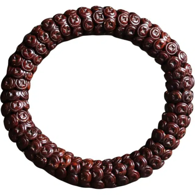 得笙陌 招财金钱币黑金雕刻国潮转运新中式好运 紫金鼠 手串 男女同款情侣款